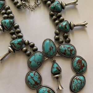 Extra Large Turquoise and Silver Necklace